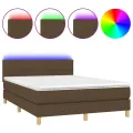 cadre de lit matelas et LED Marron foncé 140x190 cm