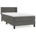 cadre de lit et matelas Gris foncé 80x200 cm Velours