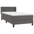 cadre de lit et matelas Gris foncé 80x200 cm Velours