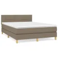 cadre de lit avec matelas Taupe 140x200 cm Tissu