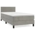 cadre de lit et matelas Gris clair 80x200 cm Velours