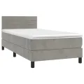 cadre de lit et matelas Gris clair 80x200 cm Velours