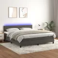 cadre de lit avec matelas LED Gris foncé 180x200 cm