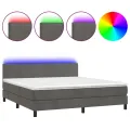 cadre de lit avec matelas LED Gris foncé 180x200 cm