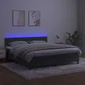 cadre de lit avec matelas LED Gris foncé 180x200 cm