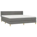 cadre de lit avec matelas Gris foncé 180x200cm Tissu