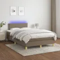 cadre de lit avec matelas LED Taupe 120x200 cm Tissu
