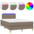 cadre de lit avec matelas LED Taupe 120x200 cm Tissu