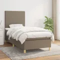 cadre de lit avec matelas Taupe 90x190 cm Tissu