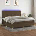 cadre de lit matelas et LED Marron foncé 200x200 cm