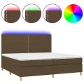 cadre de lit matelas et LED Marron foncé 200x200 cm
