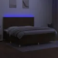 cadre de lit matelas et LED Marron foncé 200x200 cm