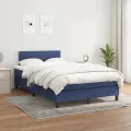 cadre de lit avec matelas Bleu 120x200 cm Tissu