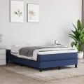 cadre de lit avec matelas Bleu 120x200 cm Tissu
