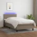cadre de lit avec matelas LED Taupe 90x190 cm Tissu