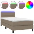 cadre de lit avec matelas LED Taupe 90x190 cm Tissu