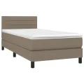 cadre de lit avec matelas LED Taupe 90x190 cm Tissu