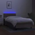 cadre de lit avec matelas LED Taupe 90x190 cm Tissu