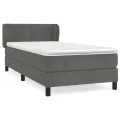 cadre de lit et matelas Gris foncé 90x190 cm Velours