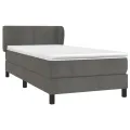cadre de lit et matelas Gris foncé 90x190 cm Velours