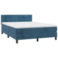 cadre de lit et matelas Bleu foncé 140x190cm Velours