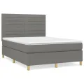 cadre de lit avec matelas Gris foncé 140x190cm Tissu
