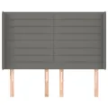 Tête de lit avec oreilles Gris foncé 147x16x118/128 cm Tissu