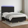 cadre de lit et matelas et LED Noir 140x190 cm Tissu