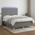 cadre de lit et matelas et LED Gris foncé 140x200 cm