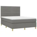 cadre de lit et matelas et LED Gris foncé 140x200 cm