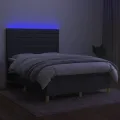 cadre de lit et matelas et LED Gris foncé 140x200 cm