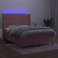 cadre de lit matelas et LED Rose 140x190 cm Velours