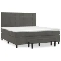 cadre de lit et matelas Gris foncé 180x200cm Velours