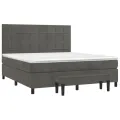 cadre de lit et matelas Gris foncé 180x200cm Velours