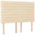 cadre de lit et matelas et LED Crème 140x200cm Tissu