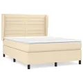 cadre de lit avec matelas Crème 140x200 cm Tissu
