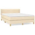 cadre de lit avec matelas Crème 140x200 cm Tissu