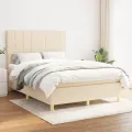 cadre de lit avec matelas Crème 140x200 cm Tissu