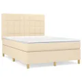 cadre de lit avec matelas Crème 140x200 cm Tissu