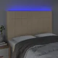 Tête de lit à LED Crème 144x5x118/128 cm Tissu
