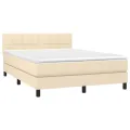 cadre de lit avec matelas Crème 140x200 cm Tissu