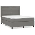 cadre de lit avec matelas Gris foncé 140x200cm Tissu