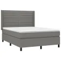 cadre de lit avec matelas Gris foncé 140x200cm Tissu