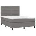 cadre de lit avec matelas Gris foncé 140x200cm Tissu