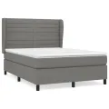 cadre de lit avec matelas Gris foncé 140x200cm Tissu