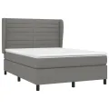 cadre de lit avec matelas Gris foncé 140x200cm Tissu