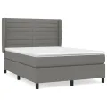 cadre de lit avec matelas Gris foncé 140x190cm Tissu