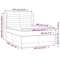 cadre de lit avec matelas Gris foncé 140x190cm Tissu