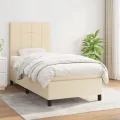 cadre de lit avec matelas Crème 80x200 cm Tissu