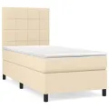cadre de lit avec matelas Crème 80x200 cm Tissu